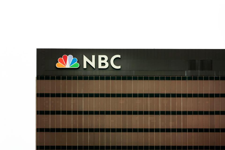 The NBC logo on the side of a building