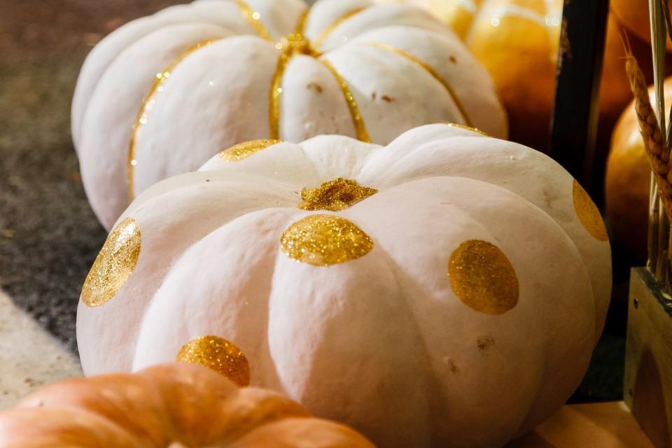 White and Gold Glitter Pumpkins