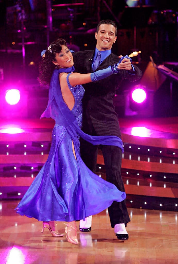 Kristi Yamaguchi and Mark Ballas perform a dance on the sixth season of Dancing with the Stars.