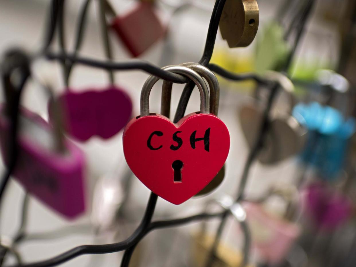 Love locks seen on a staircase during Valentine's Day in Beijing, 14 February 2018: Getty Images