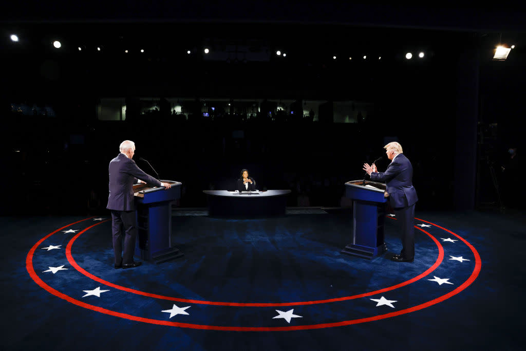  Joe Biden and Donald Trump in a 2020 presidential debate. 