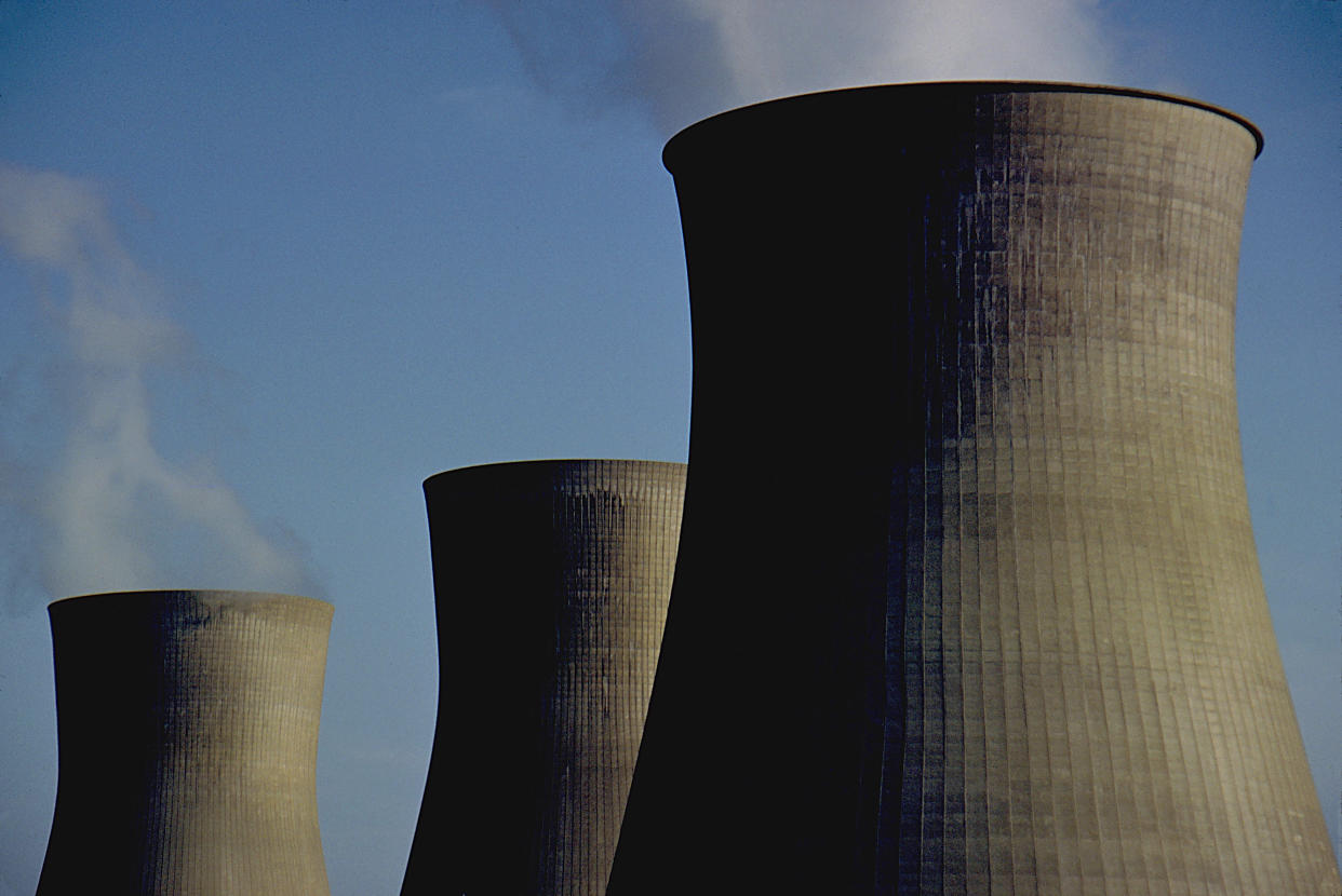 The cooling towers of a nuclear power plant.