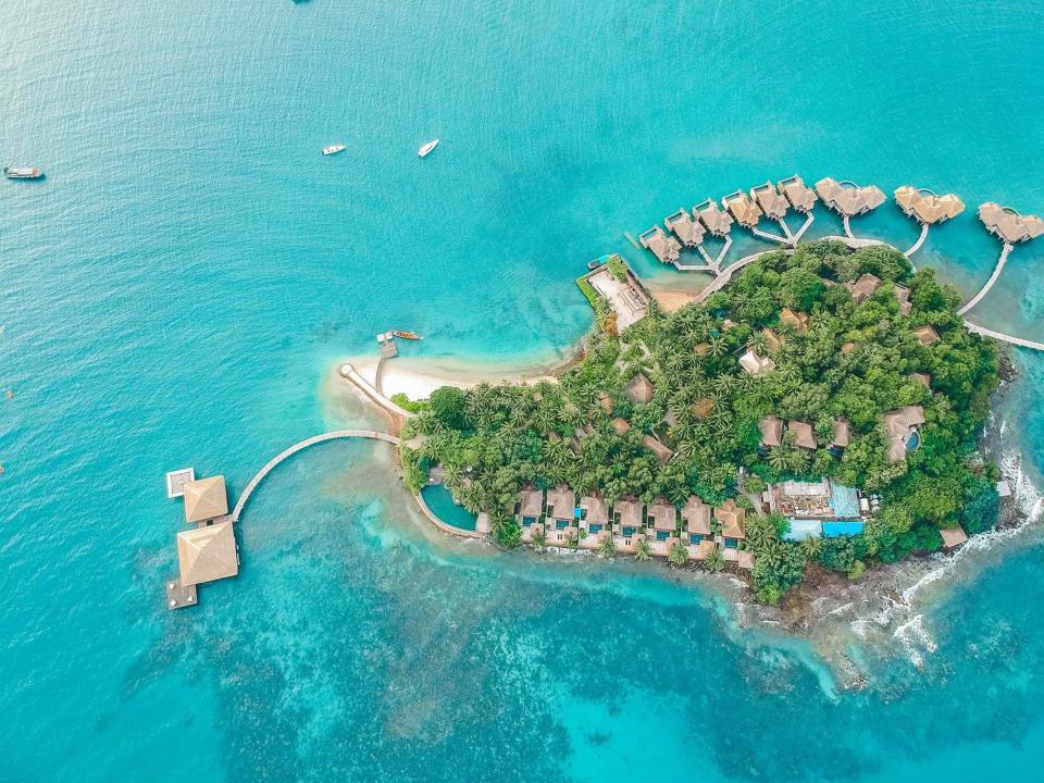 An aerial shot of Song Saa Private Island