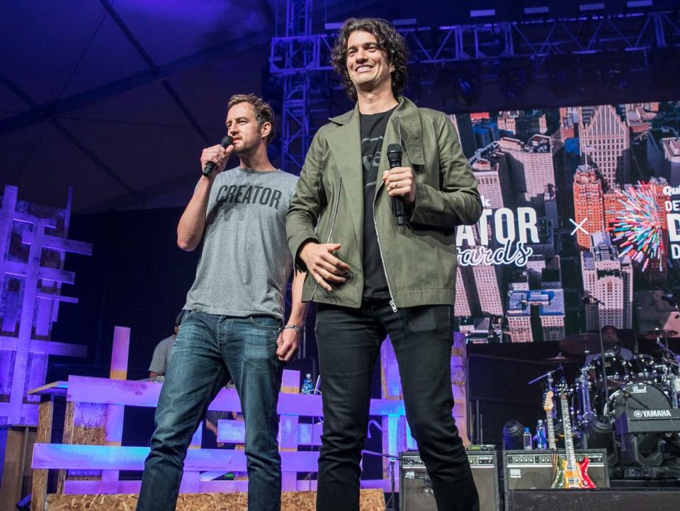 Adam Neumann (rechts) und sein Mitgründer Miguel McKelvey (links). - Copyright: Scott Legato / Getty Images