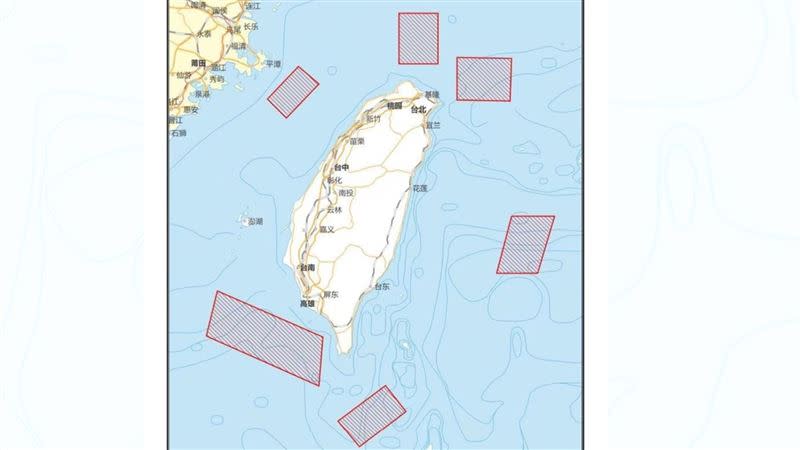 中共解放軍宣布將在台灣周遭6個海域進行軍事演訓活動。（圖／翻攝畫面）