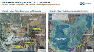 Khundii - Ulaan Tenements, BK Deposit and Prospects Location Map