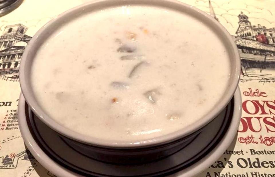 <p>If Massachusetts has a signature dish, it’s <a href="https://www.thedailymeal.com/recipes/creamy-crab-and-clam-soup-recipe?referrer=yahoo&category=beauty_food&include_utm=1&utm_medium=referral&utm_source=yahoo&utm_campaign=feed" rel="nofollow noopener" target="_blank" data-ylk="slk:clam chowder;elm:context_link;itc:0;sec:content-canvas" class="link ">clam chowder</a>. You can find countless great versions all across the state, but the version served at Boston’s Union Oyster House is essentially perfect. It starts (as all great clam chowders do) with diced salt pork, which is rendered down and combined with butter, flour, onion and celery to form a roux. It’s combined with house-made clam juice, half-and-half, chopped fresh clams, a couple dashes of Tabasco and diced potatoes.</p>