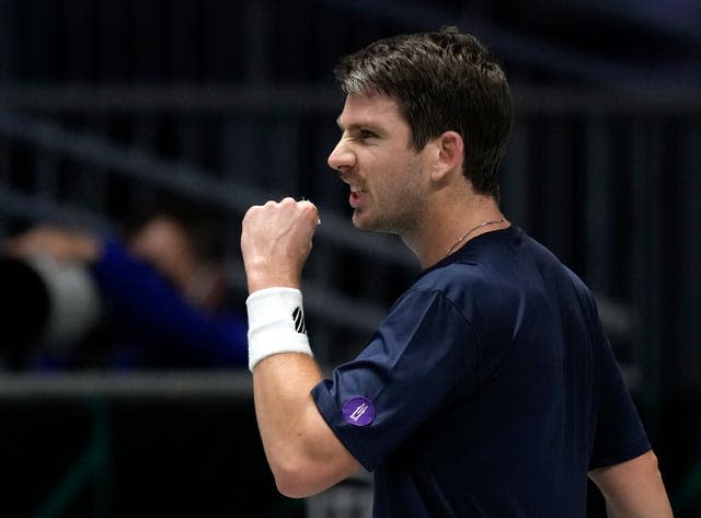 Cameron Norrie celebrates after beating Czech Republic’s Jiri Lehecka