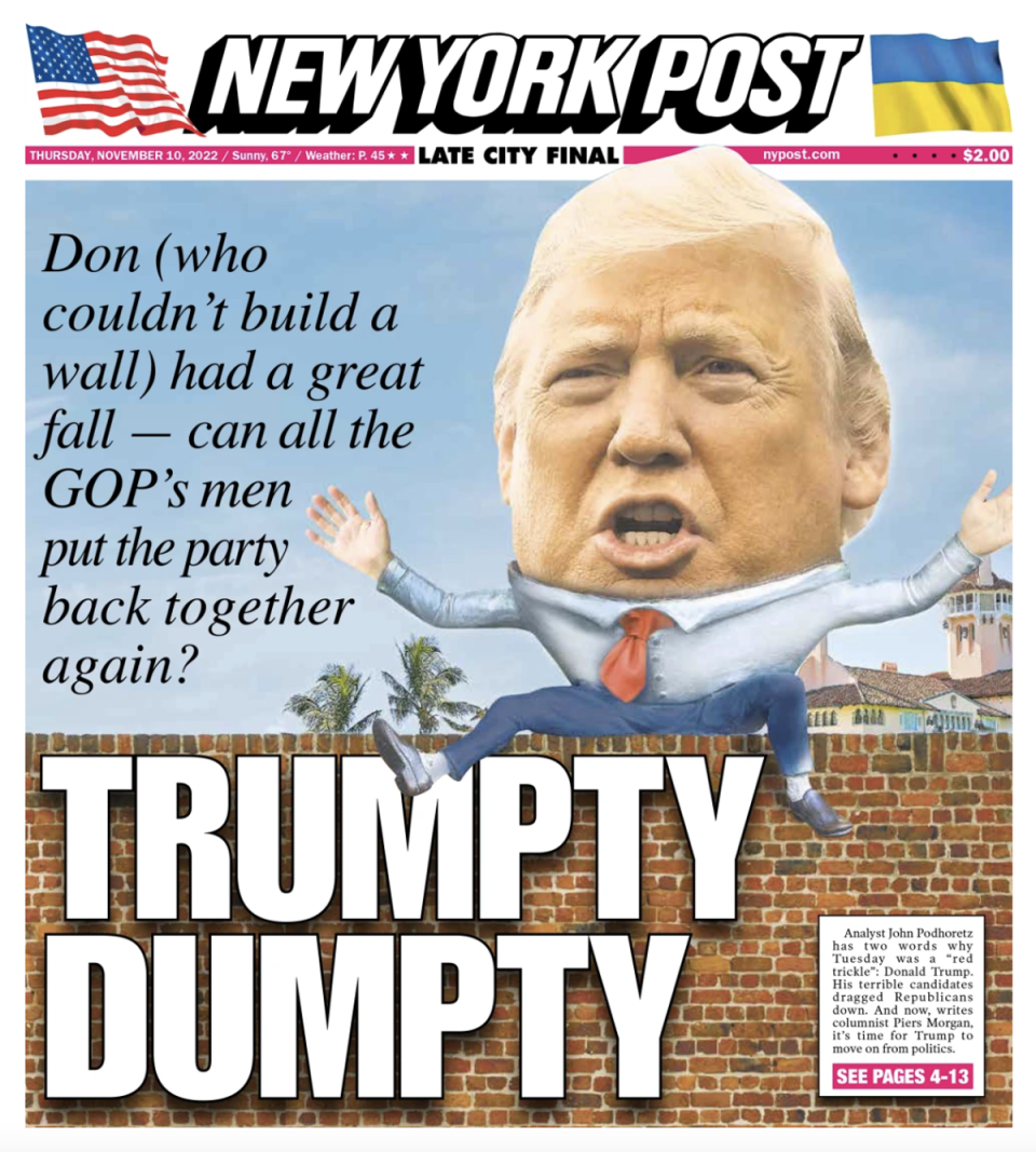 The New York Post’s front cover on Thursday (New York Post)