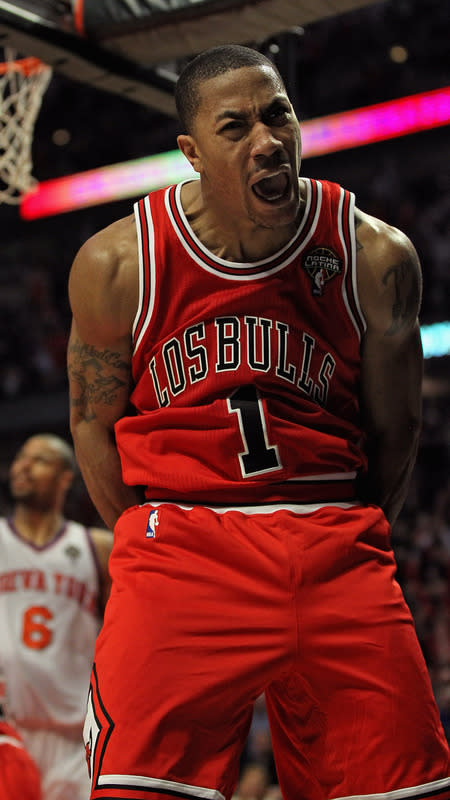  Derrick Rose #1 Of The Chicago Bulls Lets Getty Images