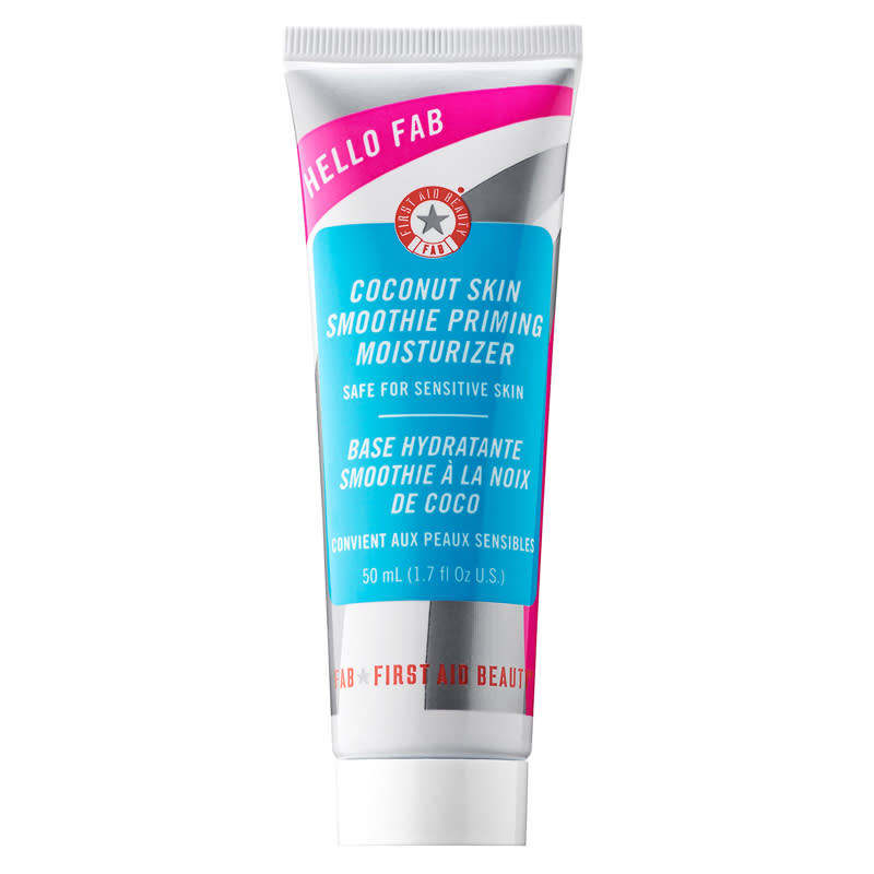 <p>Get a primer that can do both. Thanks to the addition of beauty wunderkind ingredient coconut, this lightweight cream acts as a moisturizer while prepping skin for makeup so it stays put all day.</p> <p>$28 | <a rel="nofollow noopener" href="http://click.linksynergy.com/fs-bin/click?id=93xLBvPhAeE&subid=0&offerid=429865.1&type=10&tmpid=719&RD_PARM1=http%253A%252F%252Fwww.sephora.com%252Fhello-fab-coconut-skin-smoothie-priming-moisturizer-P415237%253FskuId%253D1892488%2526icid2%253Dproducts%252520grid%253Ap415237&u1=ISELfaceprimers" target="_blank" data-ylk="slk:SHOP IT;elm:context_link;itc:0;sec:content-canvas" class="link ">SHOP IT</a></p>