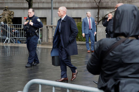 Attorney for Stormy Daniels, Michael Avenatti arrives at federal court in the Manhattan borough of New York City, New York, U.S., April 16, 2018. REUTERS/Mike Segar