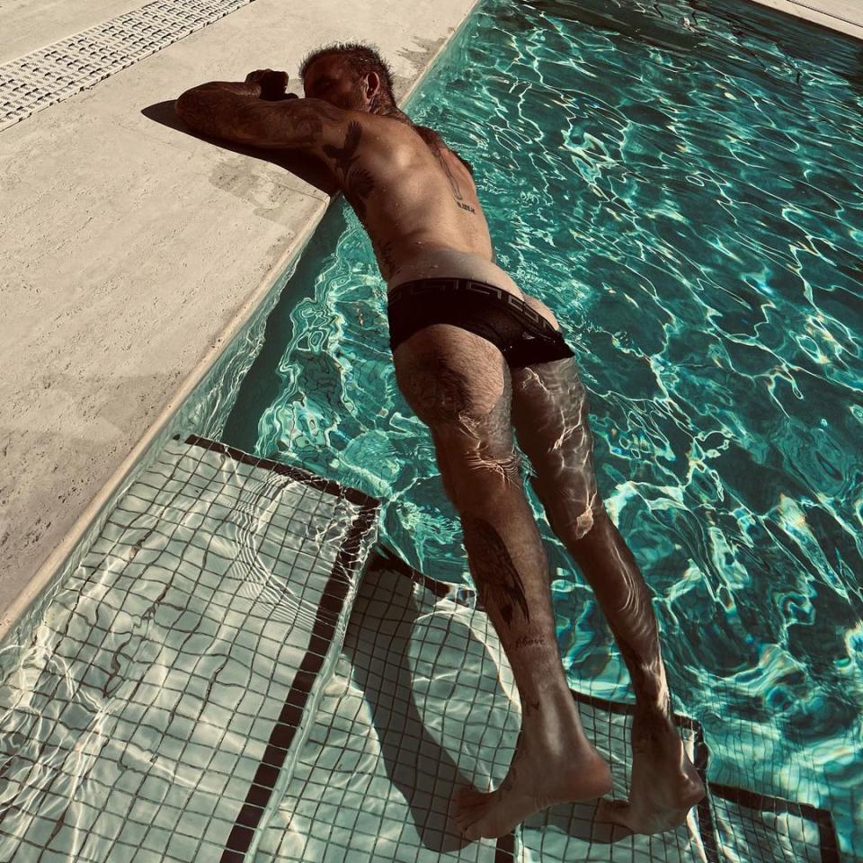 David Beckham in a swimming pool. Photo: Instagram/victoriabeckham.