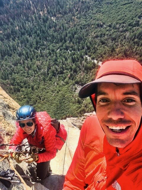 Dierdre Wolownick with her son, Alex Honnold, climbing El Capitan in 2017.