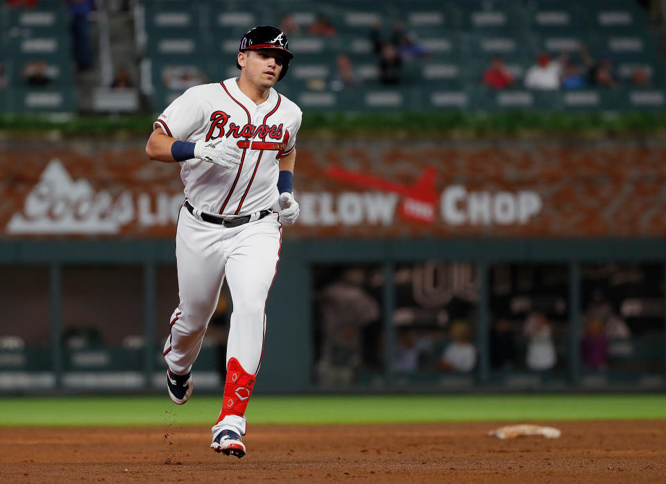 Braves rookie Austin Riley reached 10 career homers much faster than any player in franchise history during the modern era. That includes Hall of Famers Hank Aaron, Eddie Mathews and Chipper Jones. (Photo by Kevin C. Cox/Getty Images)