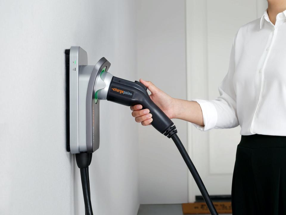 A ChargePoint home charger.