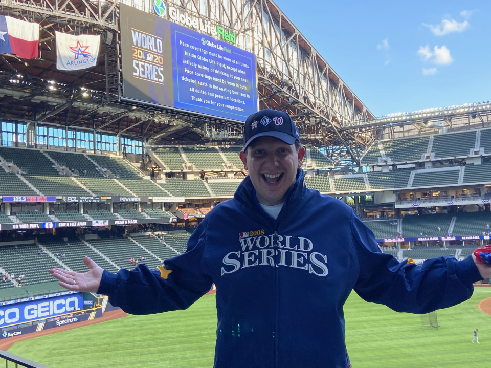 Pete Seat at Game 2 of the 2020 World Series. (Special to Yahoo Sports)