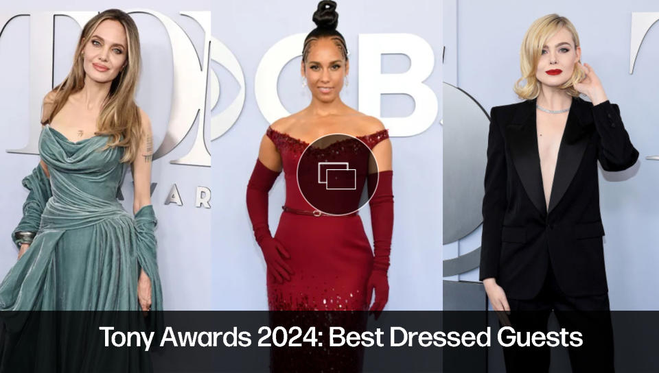 tony awards 2024 best dressed red carpet, angelina jolie, alicia keys, elle fanning