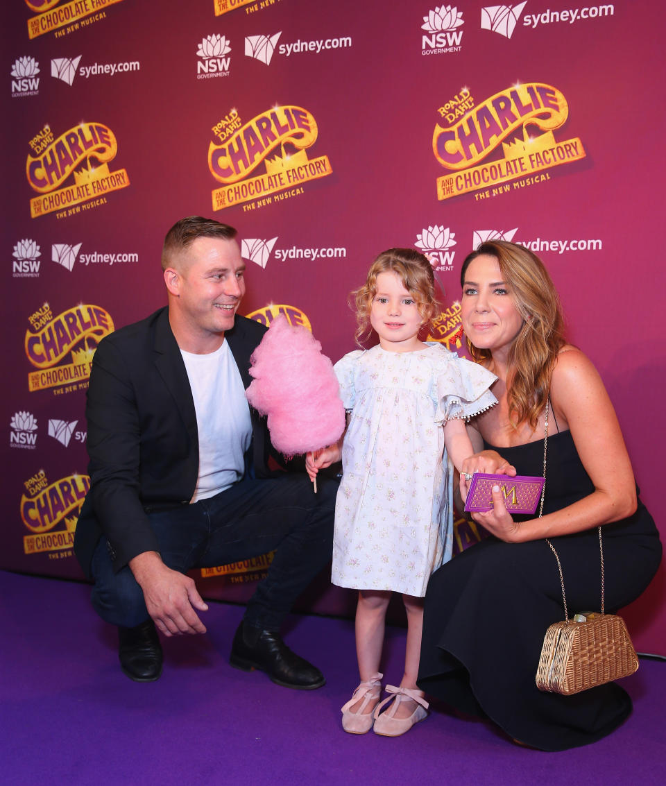 Stuart Webb, Kate Ritchie and daughter Mae Webb 