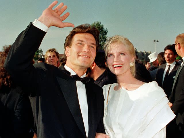 <p>Bob Riha, Jr./Getty</p> Patrick Swayze and Lisa Niemi Swayze arrive at the 1988 Academy Awards
