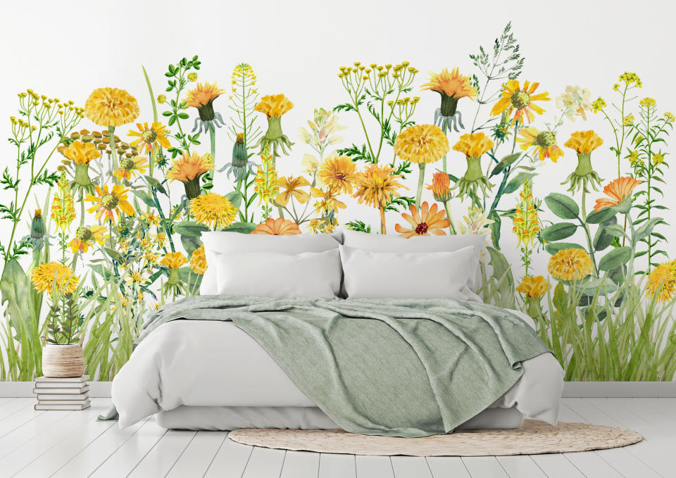 7. Go for pattern power with a vibrant wall mural