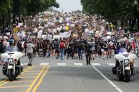 Protest against racial inequality in the aftermath of the death in Minneapolis police custody of George Floyd, in Washington