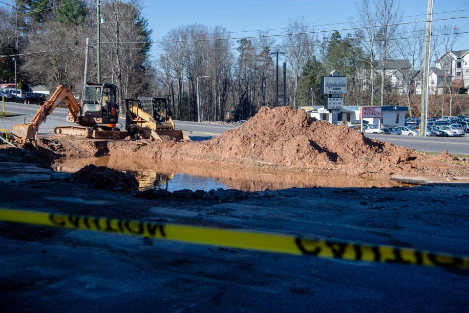 A sinkhole has opened in a parking lot on Sardis Road.