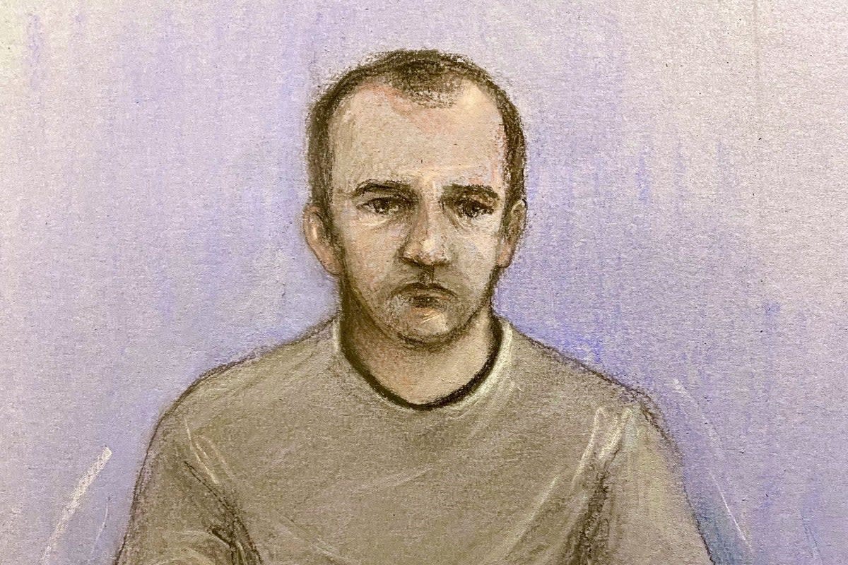 Court artist sketch of PC Dean Dempster (Elizabeth Cook/PA) (PA Wire)