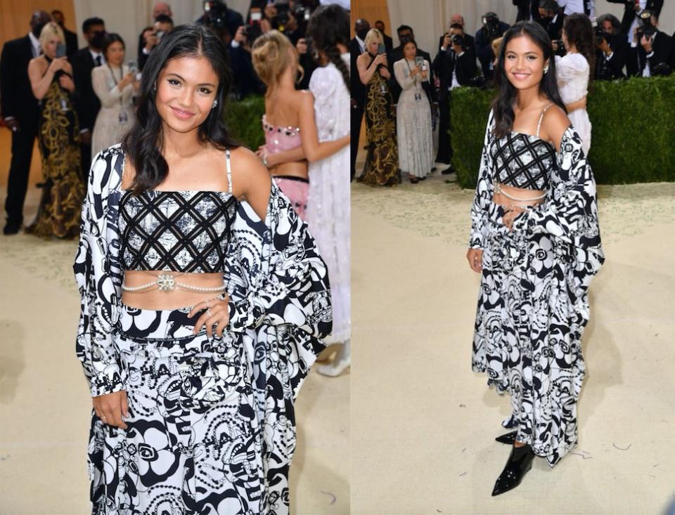 Emma Raducanu stepped off the tennis court and onto the red carpet at last night's Met Gala. (Getty Images)