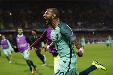 Football Soccer - Croatia v Portugal - EURO 2016 - Round of 16 - Stade Bollaert-Delelis, Lens, France - 25/6/16 Portugal's Ricardo Quaresma celebrates after scoring their first goal REUTERS/Lee Smith/ Livepic