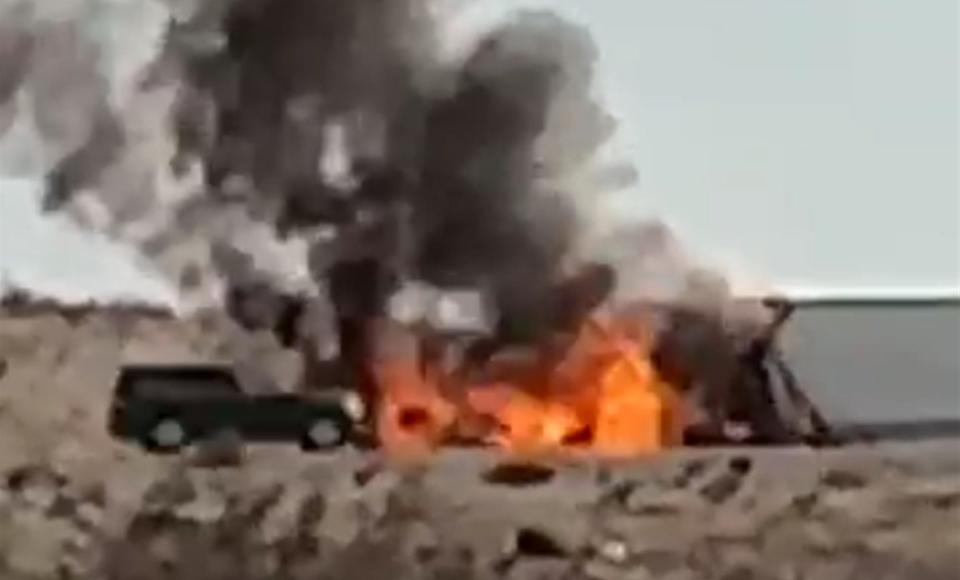 “You can smell the tires burning,” Hinkley resident Christie Smith said around 4:30 p.m. as she filmed a semi-truck fire on State Route 58, citing a traffic jam “all the way back to Kramer Junction” more than 15 miles west.