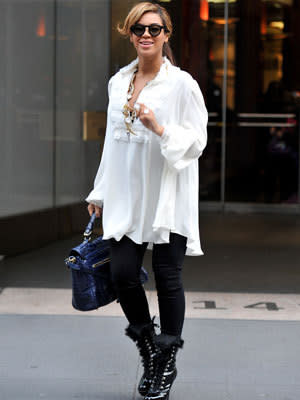 <p>Beyonce on the street in New York in November.</p>