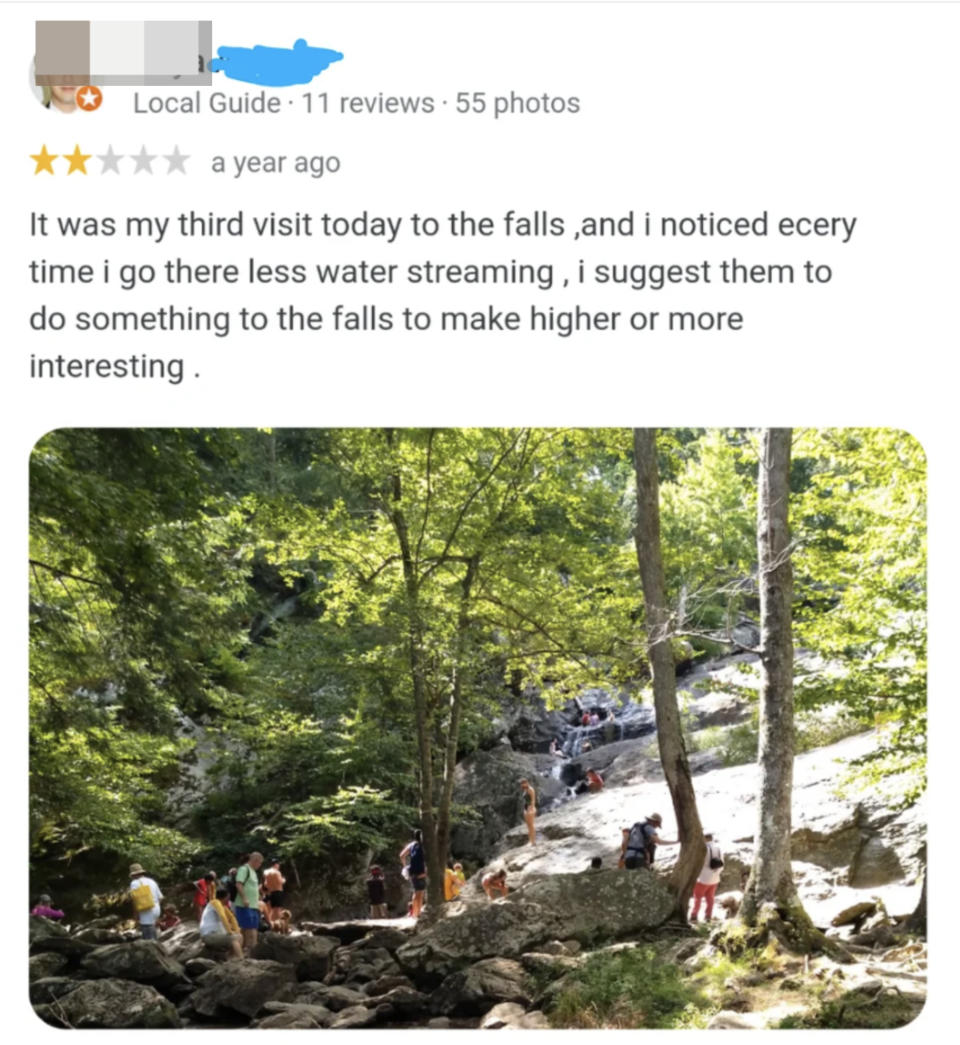 "i suggest them to do something to the falls to make higher or more interesting ."