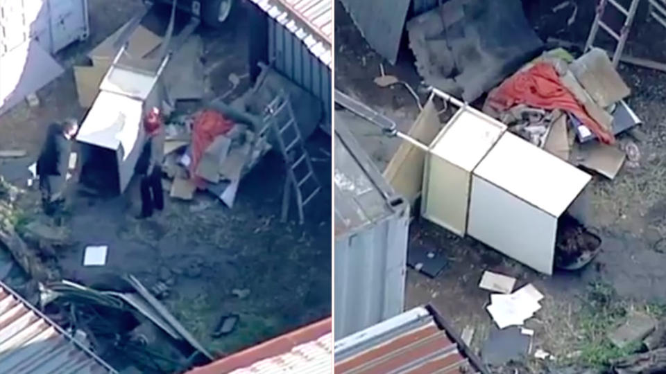 The body was found in the wheelie bin at the storage unit on July 13. Source: 7 News