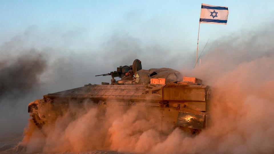 PHOTO: An Israeli military armored vehicle rolls in an area bordering the Gaza Strip, June 9, 2024. (Menahem Kahana/AFP via Getty Images)