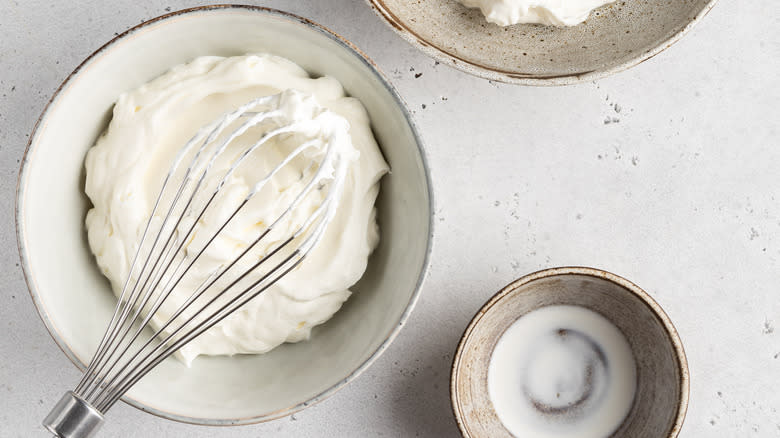 Whipped cream with whisk