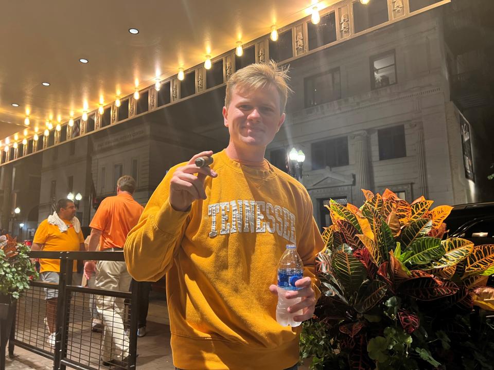 Eli Sparks had never smoked a cigar until he enjoyed a Padron 7000, his dad's favorite cigar, after Tennessee's 52-49 victory over Alabama on Oct. 15, 2022.