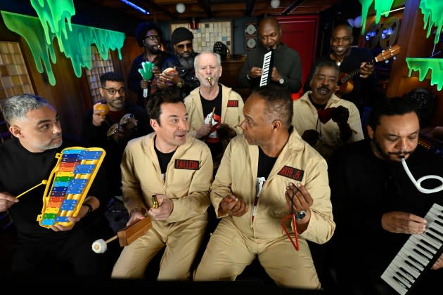 Jimmy Fallon, Bill Murray, Ray Parker Jr., Ernie Hudson, and The Roots  - Credit: Todd Owyoung/NBC via Getty Image