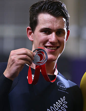 Track cyclist Sam Webster picked up his third medal of at Glasgow in the men's keirin, to go with his two previous golds.