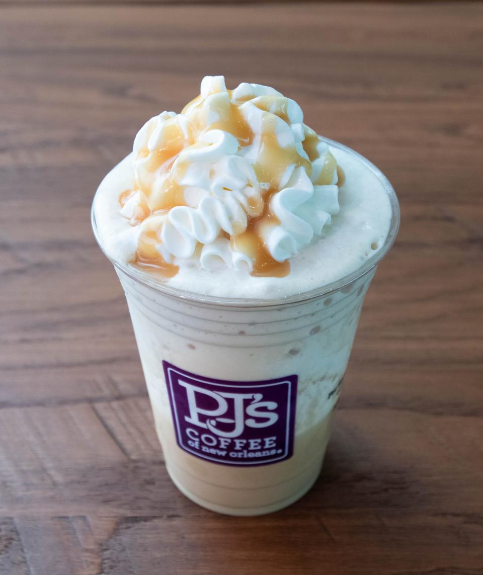 A Chai Velvet Ice drink at PJ's Coffee of New Orleans at 85 West Airport Boulevard in Pensacola on Thursday, Aug. 24, 2023.