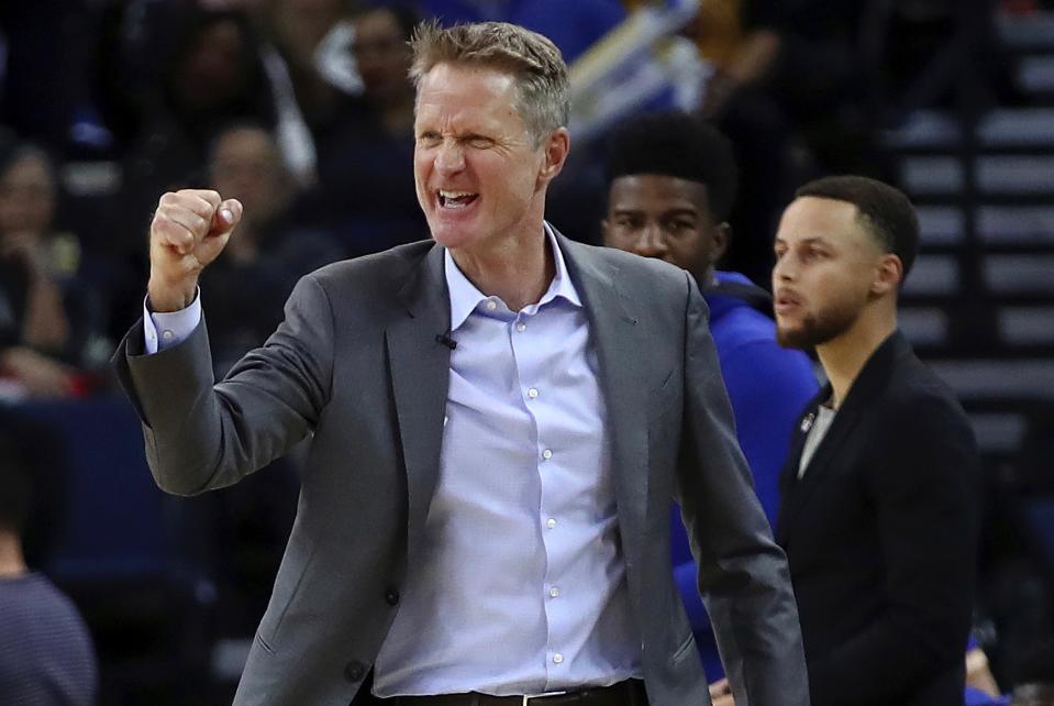 Steve Kerr coached an entire NBA game that started almost 2 hours after NLCS Game 4 and still had time to watch his Dodgers win. (AP)