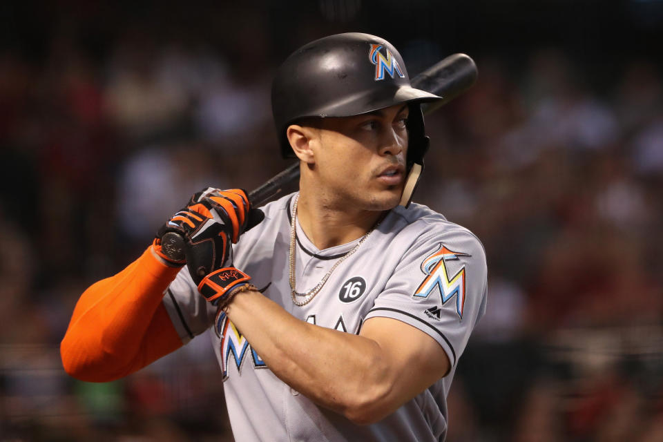 Giancarlo Stanton could be the second reigning MVP traded since Alex Rodriguez. (AP)