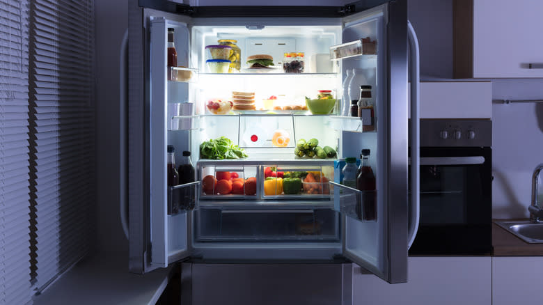 Refrigerator with open doors