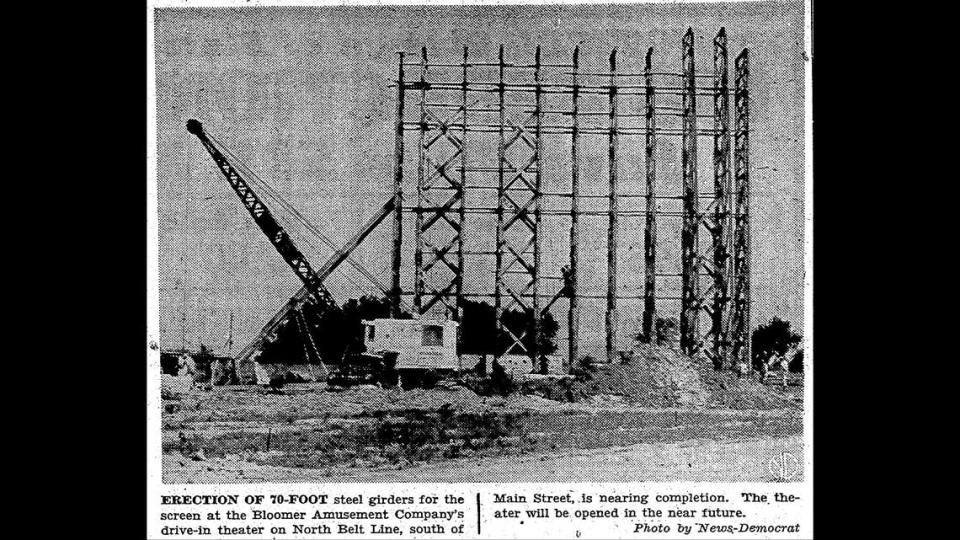 Construction of the screen at Skyview Drive-In in June 1949