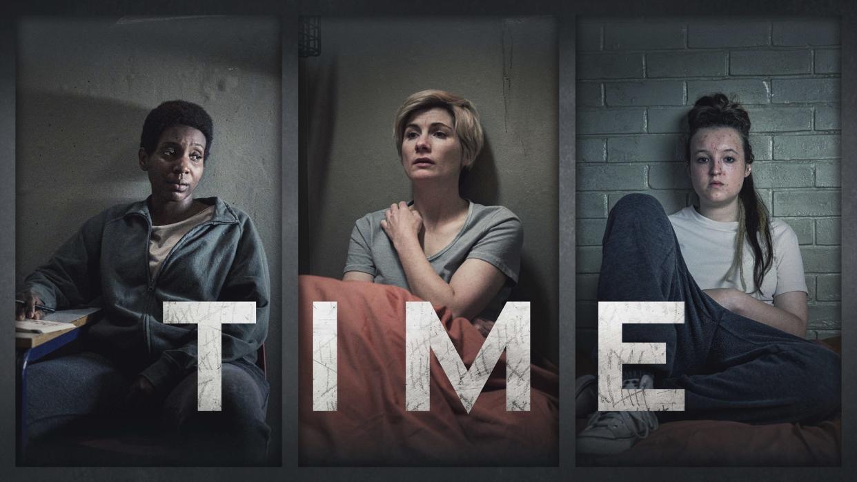 Time series two L-R: Abi (Tamara Lawrence), Orla (Jodie Whittaker), Kelsey (Bella Ramsey). (BBC Studios)