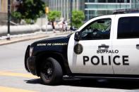 A view shows a Buffalo Police vehicle parked in front of the city hall before a protest against the death in Minneapolis police custody of George Floyd, in Niagara Square, in Buffalo