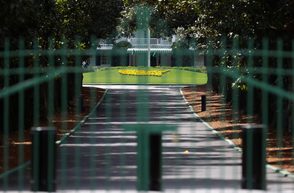 The gates are locked at the Augusta National Golf Club entrance 