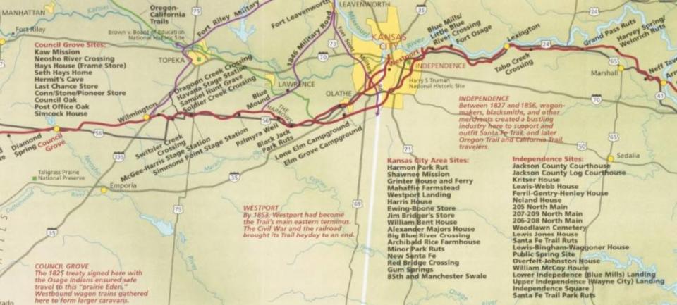 The historic trails in what became the Kansas City area and beyond. National Park Service