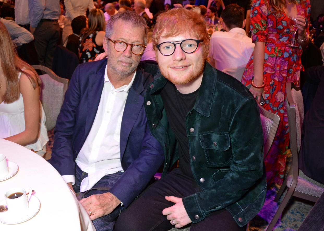 Ed Sheeran's favourite guitar is one given to him by Eric Clapton. (Photo by David M. Benett/Dave Benett/Getty Images)