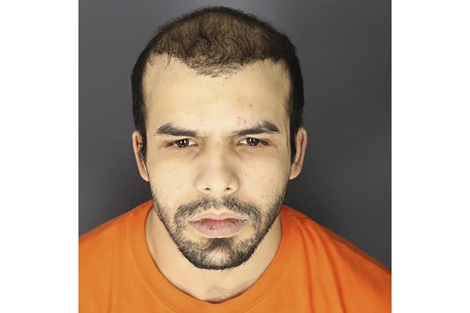 This photo provided by the Albany County Sheriff's office shows Mufid Fawaz Alkhader, who was arrested for firing gunshots outside a Jewish temple on Thursday, Dec. 7, 2023 in Albany, N.Y. Alkhader has been federally charged with possession of a firearm by a prohibited person. (Albany County Sheriff via AP)